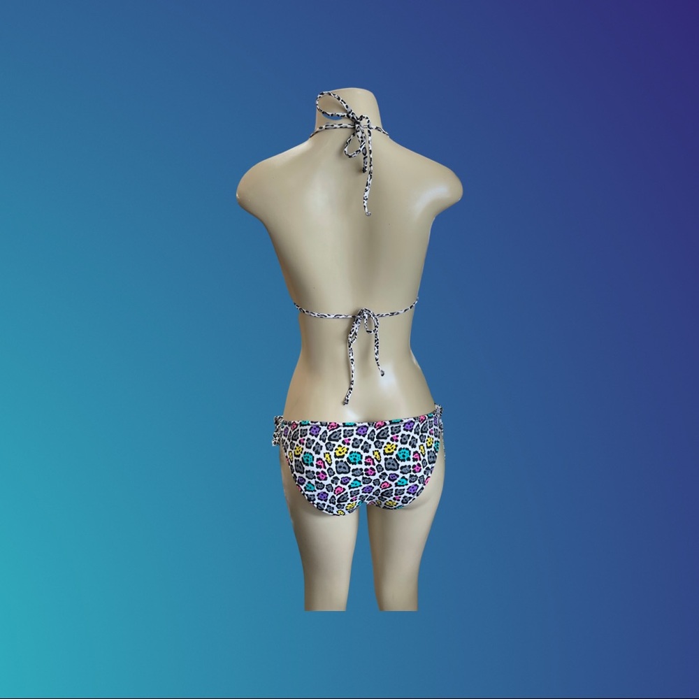 Reversible String Bikini colorful leopard print size S/M - Picture 5 of 16